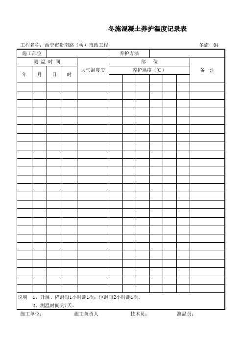 冬季施工测温记录表