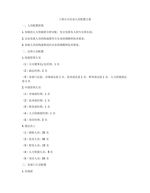 工程公司企业人员配置方案