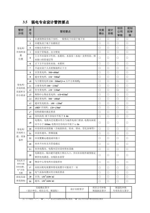 强电专业设计管控要点