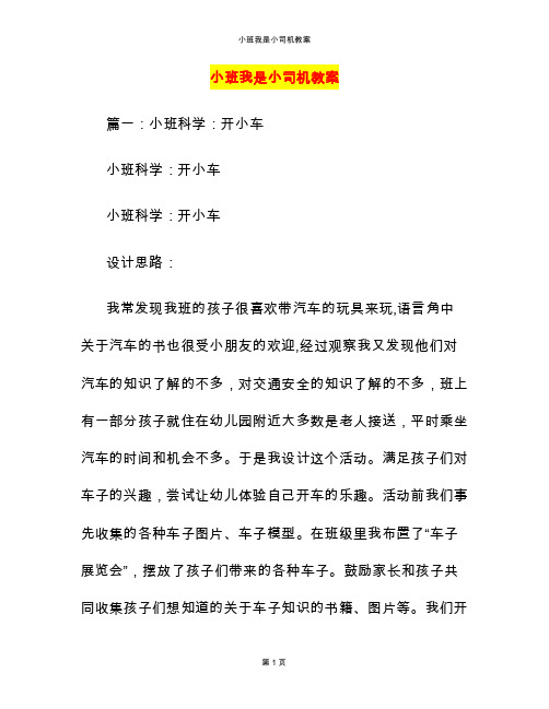 小班我是小司机教案