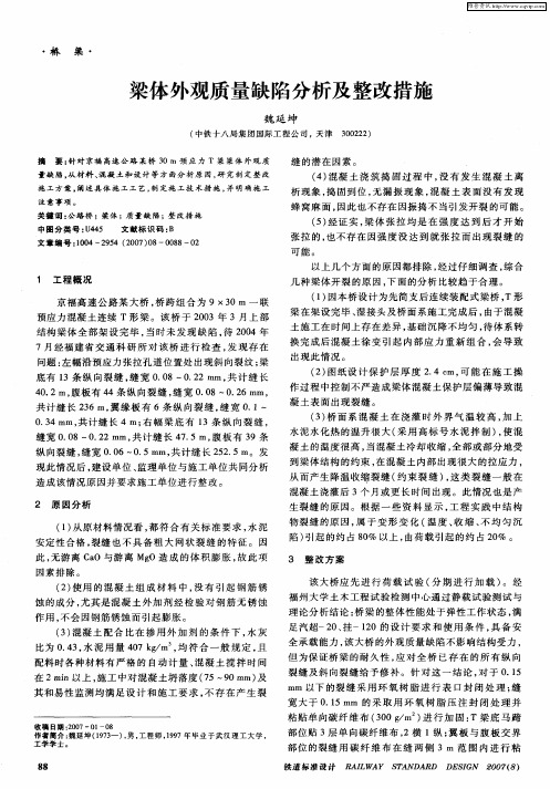 梁体外观质量缺陷分析及整改措施