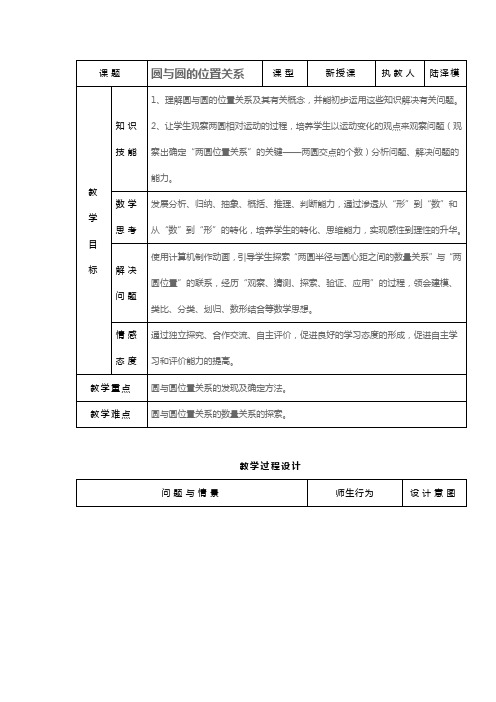 圆与圆的位置关系教学设计