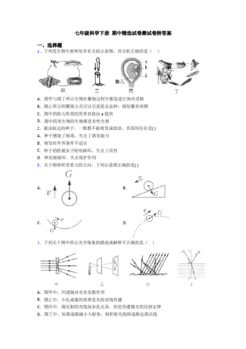 七年级科学下册 期中精选试卷测试卷附答案