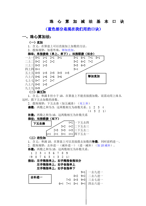 珠心算基本口诀