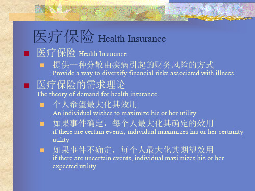 医疗保险 Health Insurance(卫生经济学)