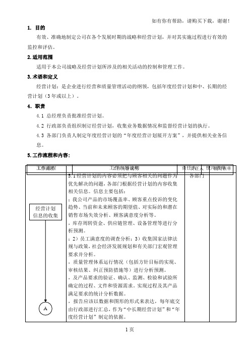 M1经营计划控制程序