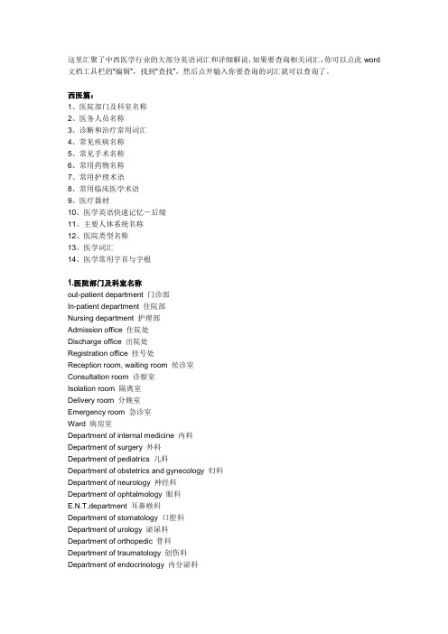 这里汇聚了中西医学行业的大部分英语词汇和详细解说如