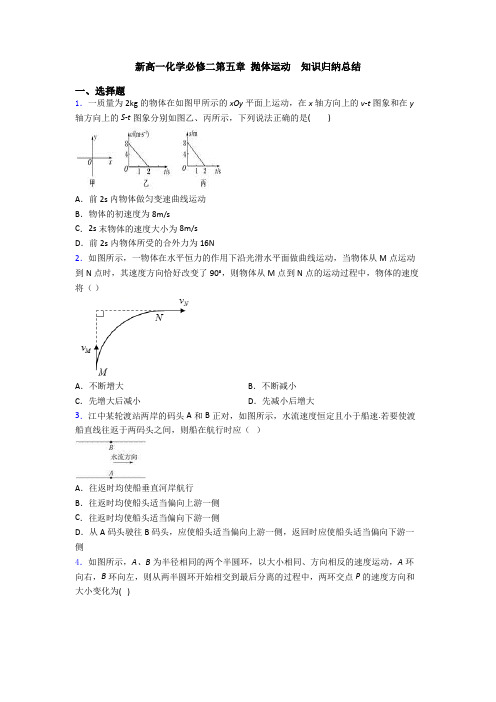 新高一化学必修二第五章 抛体运动  知识归纳总结