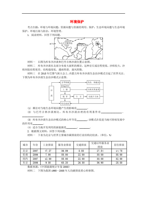 高中地理 环境保护练习 湘教版选修6