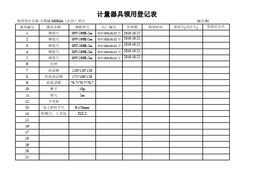 计量器具领用登记表