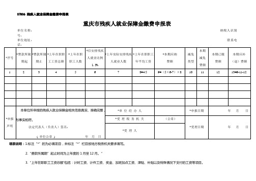 重庆市残疾人就业保障金申报表(2016年最新)