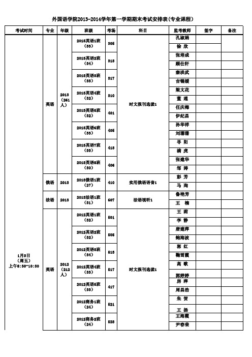 13141期末考试安排(公共课程)