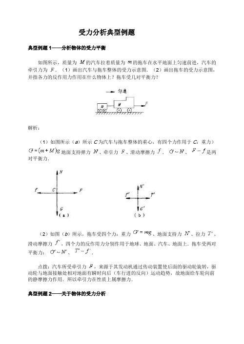 【人教版】高一物理必修1专题辅导精讲：受力分析典型例题