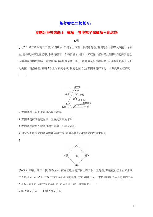 2023届高考物理二轮复习专题分层突破练8磁场带电粒子在磁场中的运动含解析