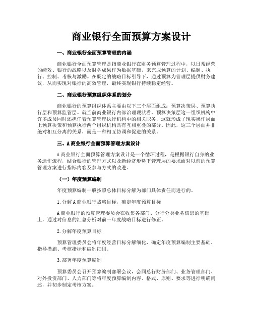 商业银行全面预算方案设计