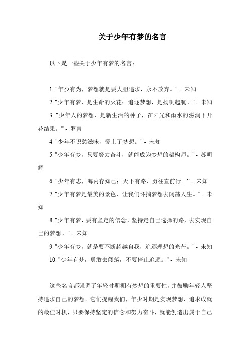 关于少年有梦的名言