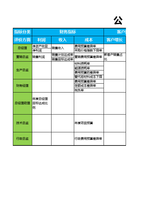 公司级KPI指标系统图