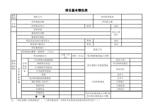 项目基本情况表