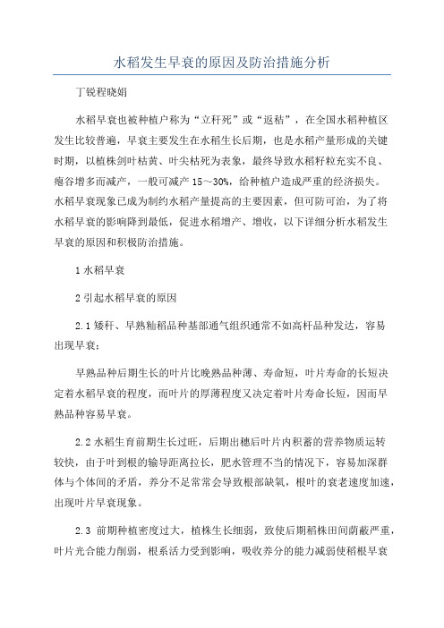 水稻发生早衰的原因及防治措施分析