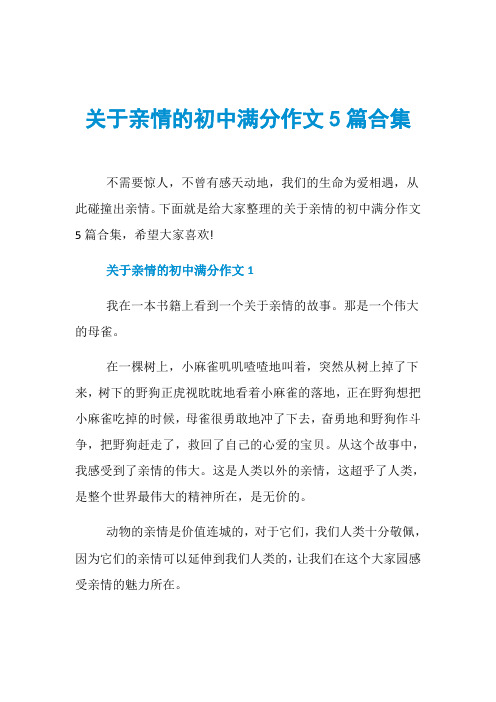 关于亲情的初中满分作文5篇合集