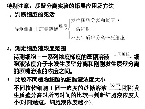 质壁分离的拓展应用及方法判断细胞的死活测定细胞液浓度