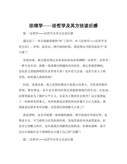 法理学——法哲学及其方法读后感