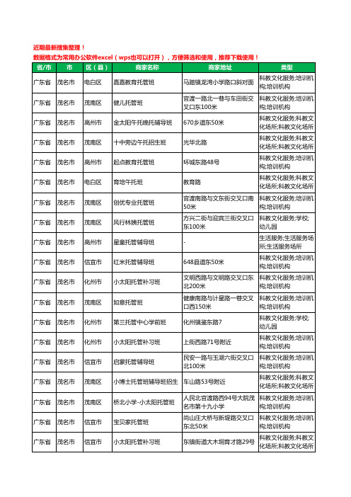 2020新版广东省茂名市托班工商企业公司商家名录名单黄页联系号码地址大全37家