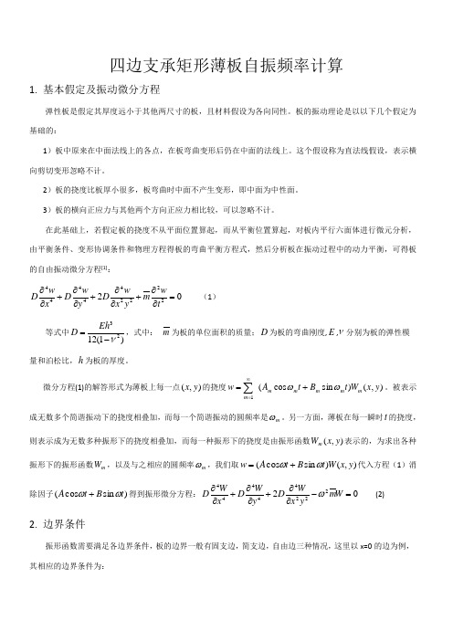 四边支承矩形薄板自振频率计算