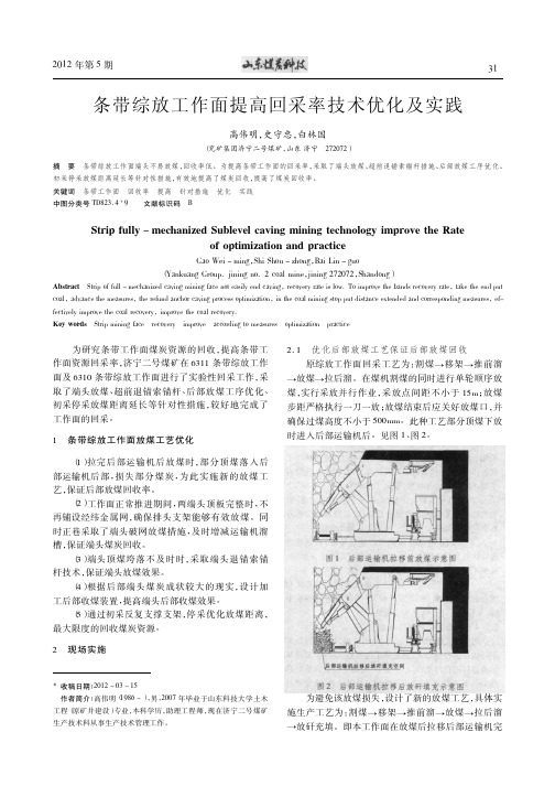 条带综放工作面提高回采率技术优化及实践