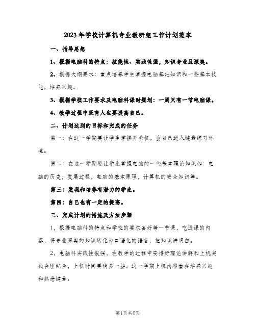 2023年学校计算机专业教研组工作计划范本(二篇)