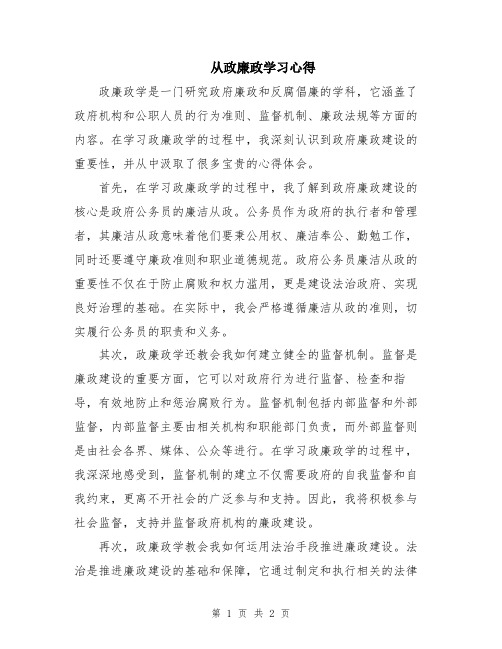 从政廉政学习心得