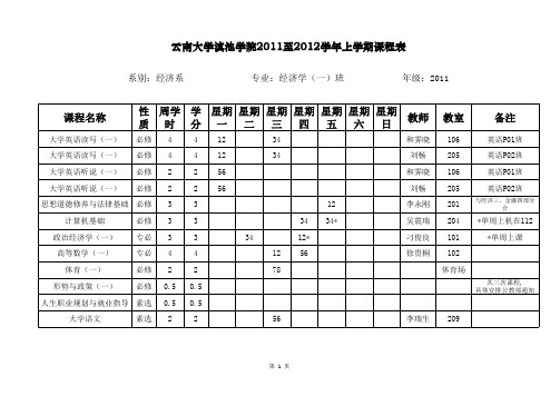 2011级课程表