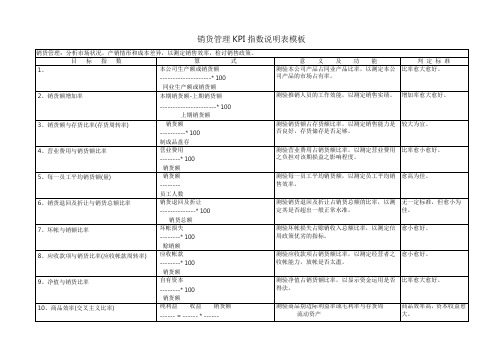 销货管理KPI指数说明表模板