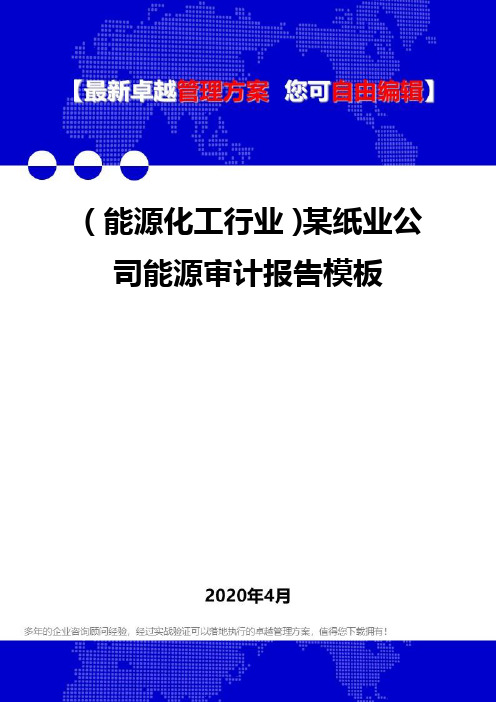 (能源化工行业)某纸业公司能源审计报告模板