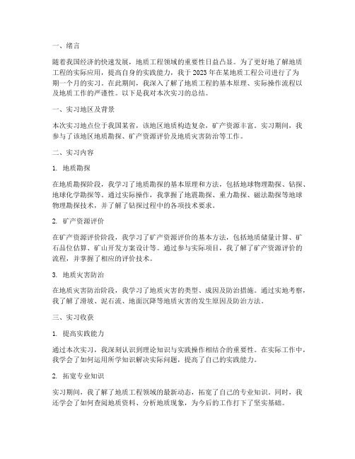 地信实习报告总结