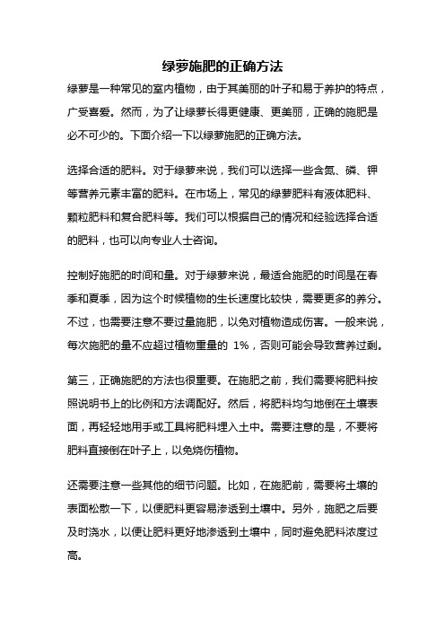 绿萝施肥的正确方法