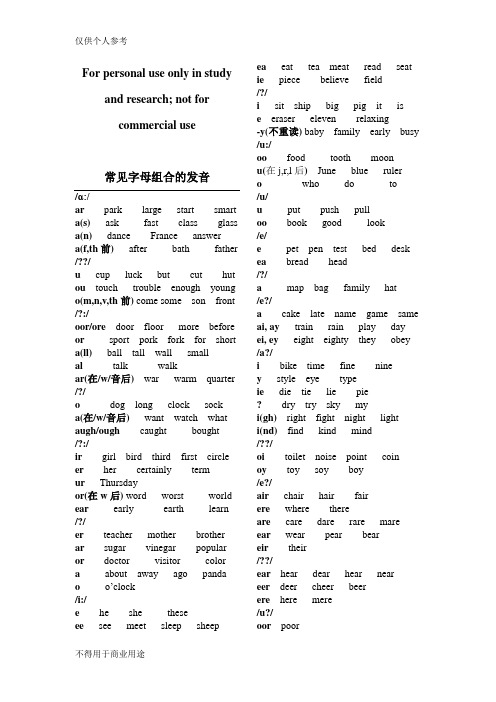 26个英文字母及常见字母组合的发音