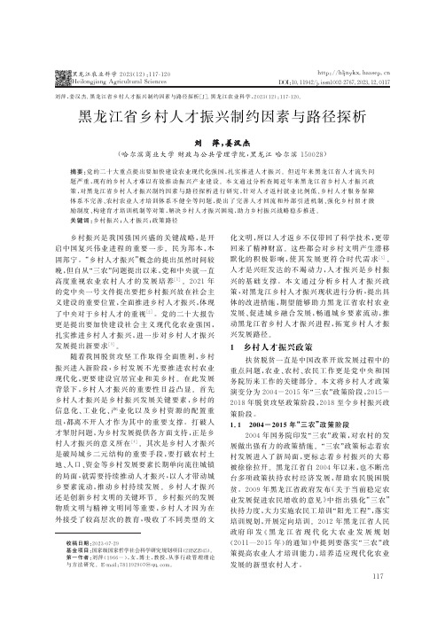 黑龙江省乡村人才振兴制约因素与路径探析