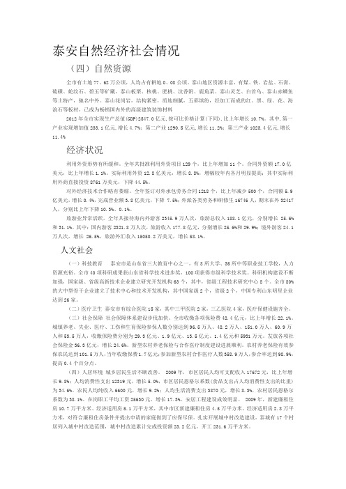 泰安自然经济社会情况