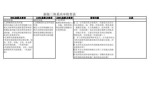 新版三体系内审检查表