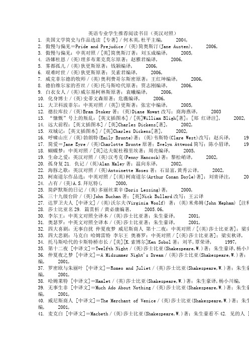 大学英语专业推荐阅读书目