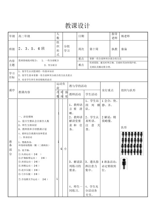 篮球教案基础进攻战术配合