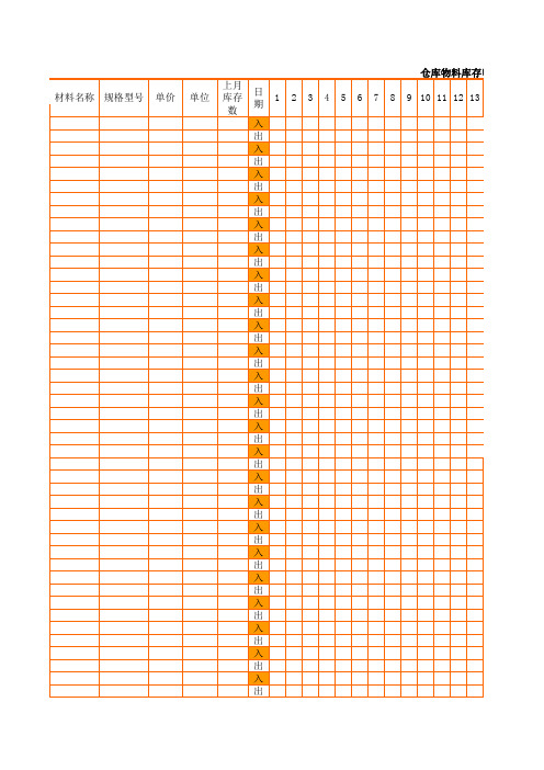 仓库库存明细表模板