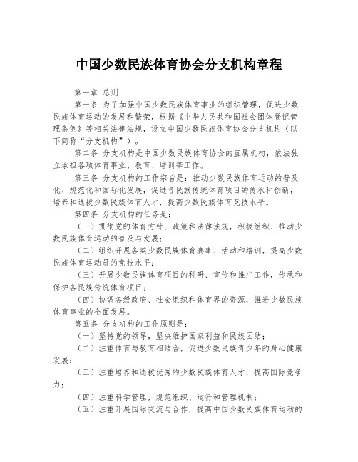 中国少数民族体育协会分支机构章程