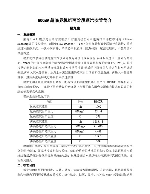 600MW超临界机组两阶段蒸汽吹管简介