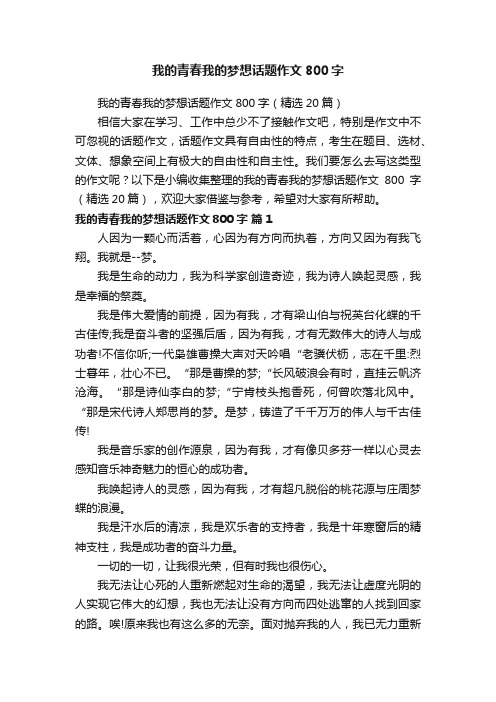 我的青春我的梦想话题作文800字