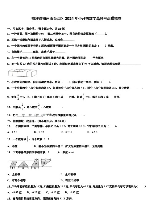 福建省福州市台江区2024年小升初数学高频考点模拟卷含解析