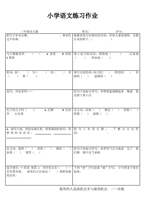 小学三年级语文课堂延伸训练III (23)