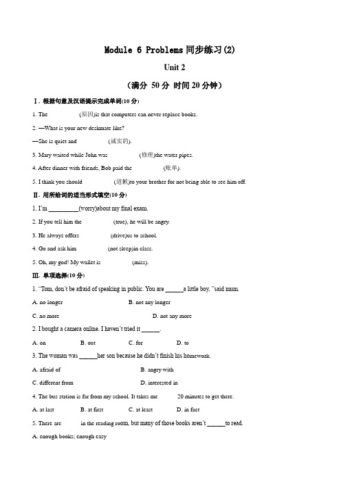 外研版9年级上册课时同步练习及答案Module 6 Problems同步练习(2)