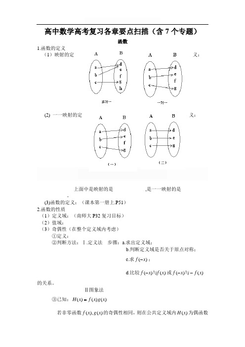 高中数学高考复习各章要点扫描(7个方面)